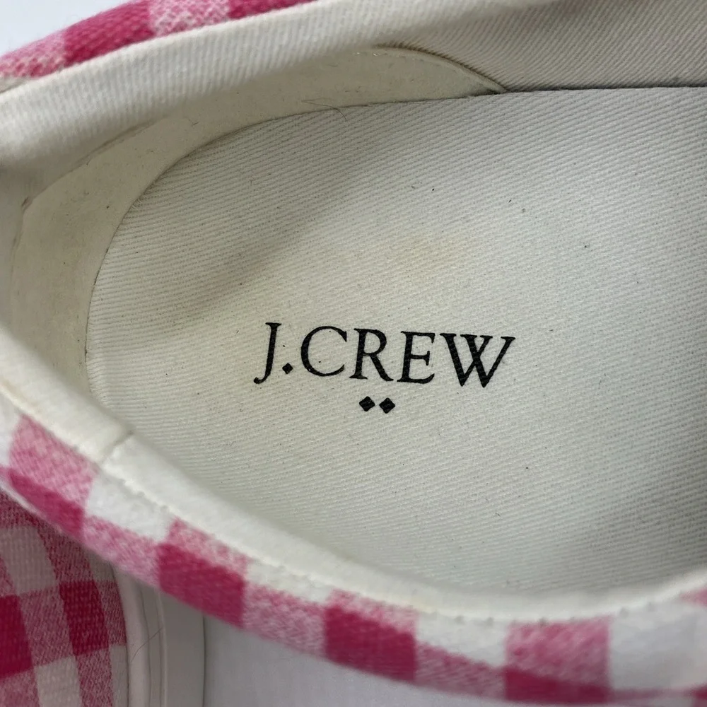 J.CREW Women's Sneakers‎ Gingham Pink & White Check Plaid Size 11 Preppy Coastal
